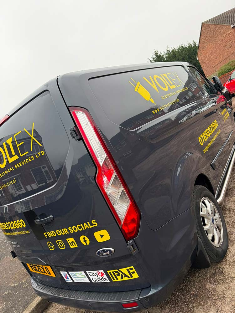 electrician in Leicester van on location